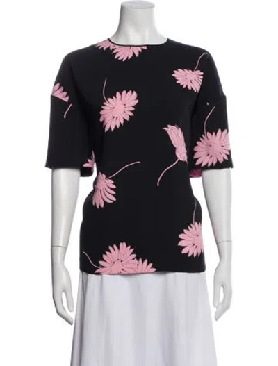 Pre-owned N°21 Floral Print Crew Neck Top In Blue