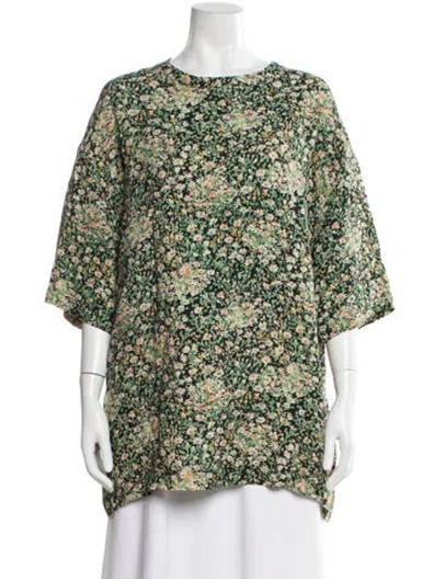 Pre-owned N°21 Floral Print Crew Neck Top In Green