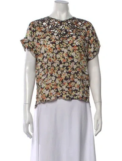 Pre-owned N°21 Floral Print Crew Neck Top In Multicolor