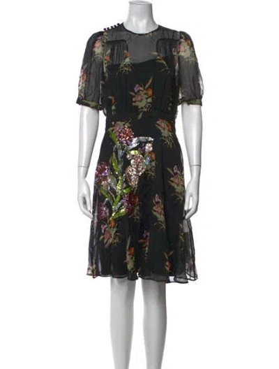 Pre-owned N°21 Floral Print Knee-length Dress In Black