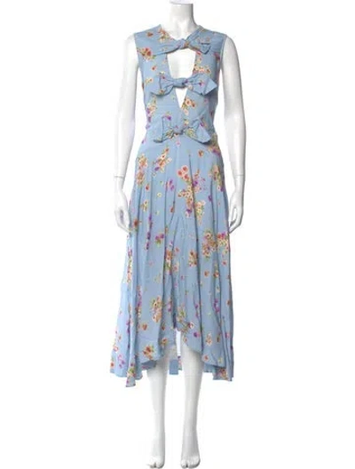 Pre-owned N°21 Floral Print Long Dress In Blue