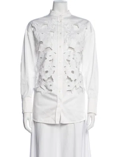 Pre-owned N°21 Floral Print Long Sleeve Button-up Top In White