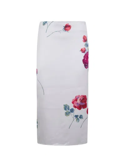 N°21 Floral-print Midi Skirt In White