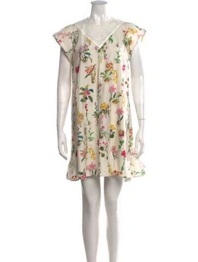 Pre-owned N°21 Floral Print Mini Dress In Neutrals