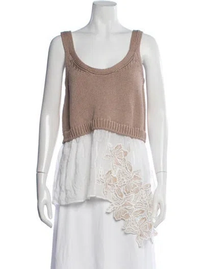 Pre-owned N°21 Floral Print Scoop Neck Crop Top In Neutral