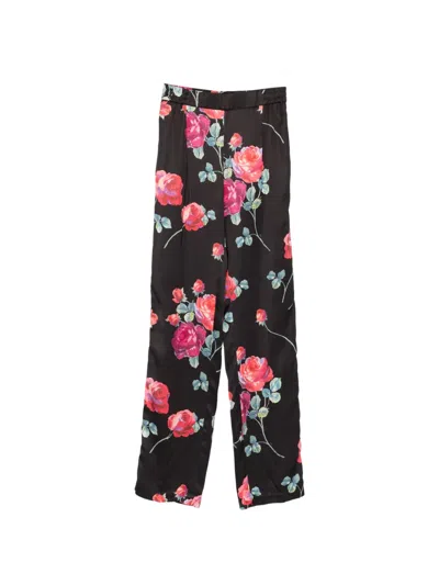 N°21 Floral-print Trousers In Black