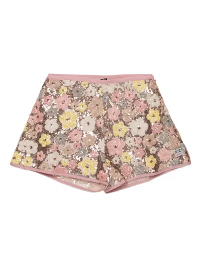 N°21 Floral Sequin-embellished Shorts In Pink