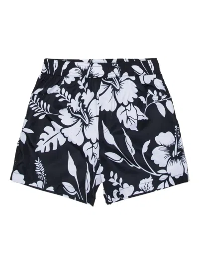 N°21 Kids' Floral Swim Shorts In Black