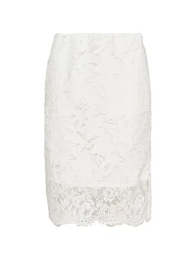 N°21 Floral-lace Pencil Midi Skirt In White