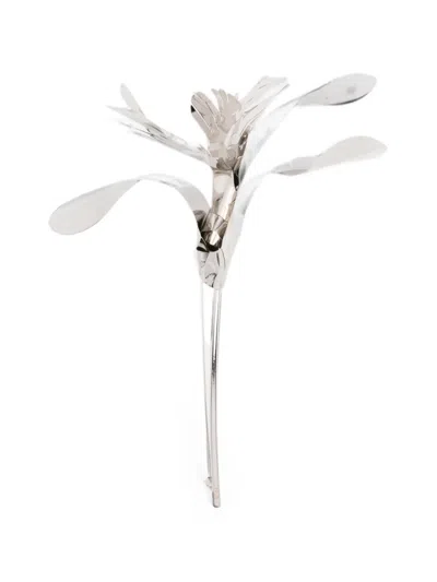 N°21 Floral-motif Brooch In Metallic