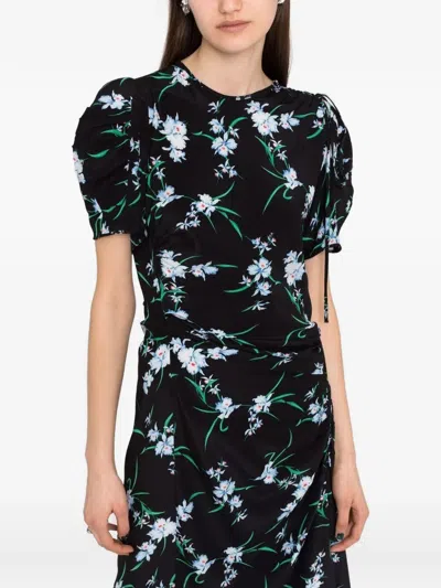 N°21 Floral-print Draped Dress In Black