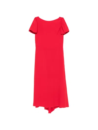 N°21 Flutter-sleeve Midi Dress In Red