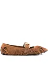 N°21 Fringed Buckle-fastening Ballet Flats In Brown
