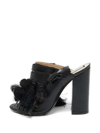 Pre-owned N°21 Fringed Heeled Mules In Black