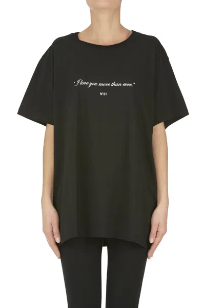 N°21 Front Writing T-shirt In Black