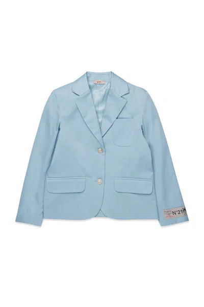 N°21 Kids' Blazer Jacket With Jeweled Details In Blue