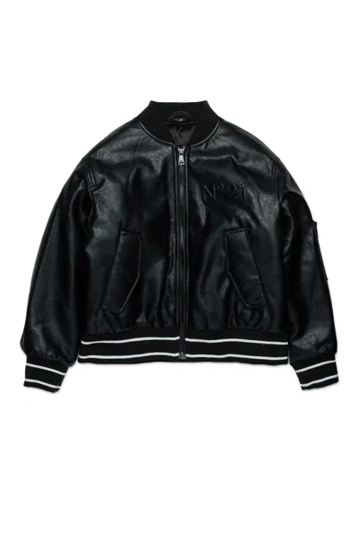 N°21 GIACCA BOMBER IN TESSUTO SPALMATO CON LOGO