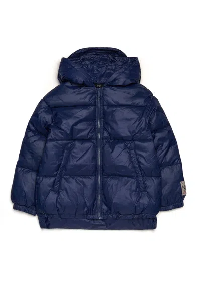 N°21 Short Padded Jacket With Asymmetrical Bottom In Blue