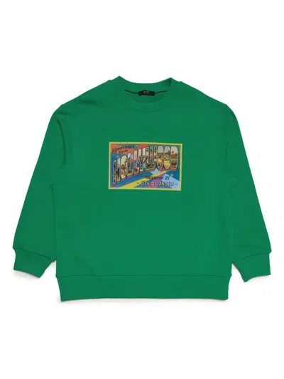 N°21 Kids' Graphic-print Cotton Sweatshirt In Green