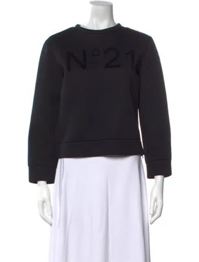 Pre-owned N°21 Graphic Print Crew Neck Sweater In Black