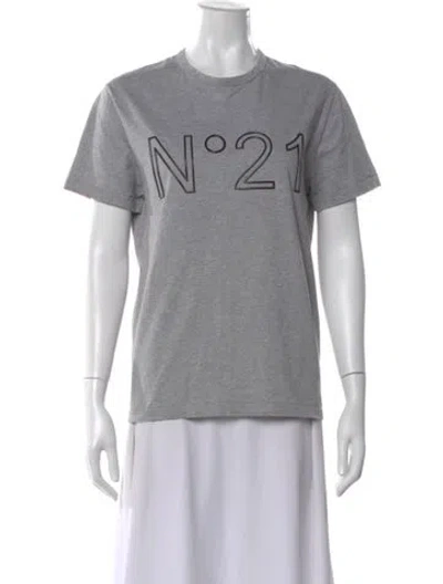 Pre-owned N°21 Graphic Print Crew Neck T-shirt In Gray