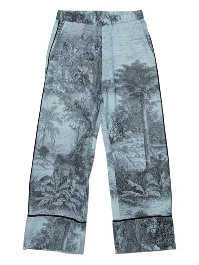 N°21 Kids' Graphic Print Pants In Blue