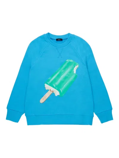 N°21 Kids' Graphic-print Sweatshirt In Blue