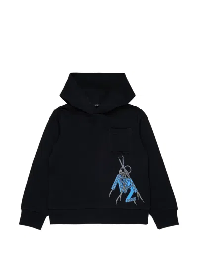 N°21 Kids' Graphic-print Hoodie In Black