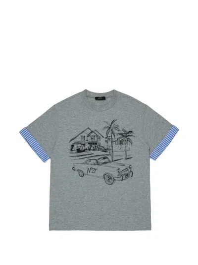 N°21 Kids' Graphic-print T-shirt In Black