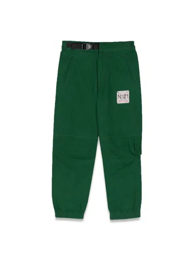 N°21 Logo Patch Trousers For Kids In Green