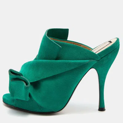 N°21 Nº21 Green Suede Raso Knotted Mules Size