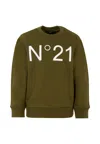 N°21 Green Sweatshirt For Girl With Logo In Green