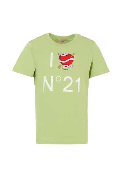 N°21 Kids' Green T-shirt For Girl With Heart