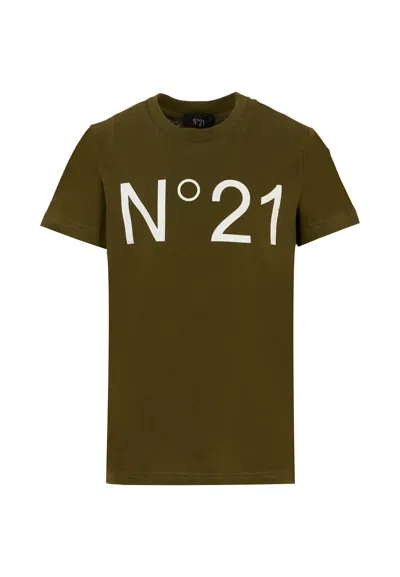 N°21 Green T-shirt For Kids With Logo