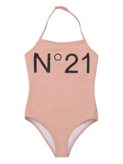 N°21 Kids' Halter-neck Swimsuit In Neutral