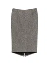 N°21 Herringbone-pattern Side-slit Skirt In Gray