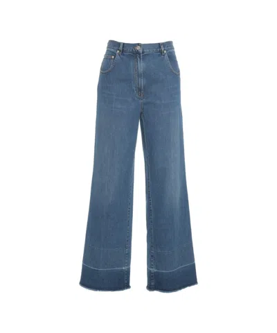 N°21 High-rise Wide Leg Jeans With Frayed Hem In Blue