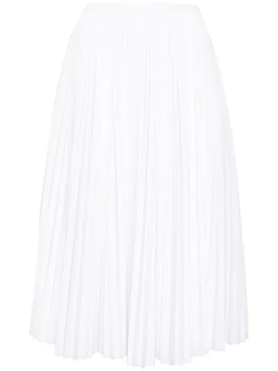 N°21 High-waisted Pleated Midi Skirt In 白色