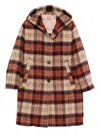 N°21 Hooded Checked Coat In Brown