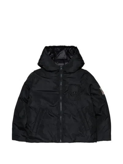 N°21 Kids' Hooded Logo-patch Padded Jacket In Black