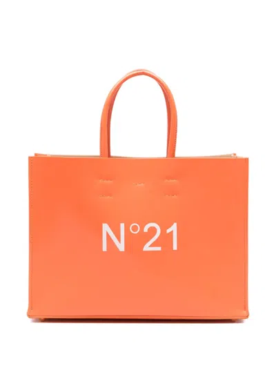 N°21 Horizontal Logo Tote Bag In Orange