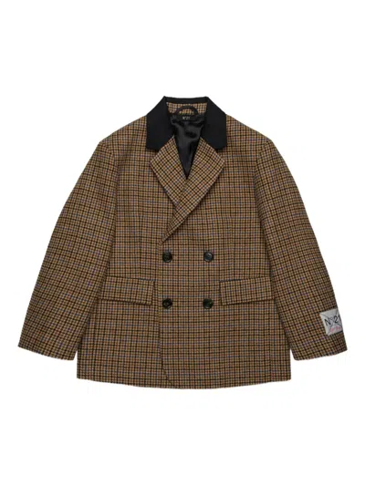 N°21 Kids' Houndstooth Blazer In Brown
