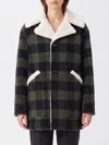 N°21 Checked Jacket Front Pockets Shearling Collar In Multi