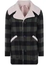 N°21 Check-pattern Fleece-trim Jacket In Multi