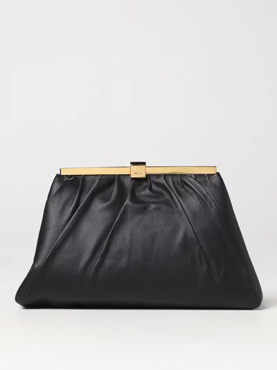 N°21 Jeanne Clutch In Nappa With Shoulder Strap In Black