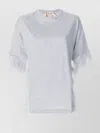 N°21 Jersey T Shirt Feather Trim Round Neck In Gray