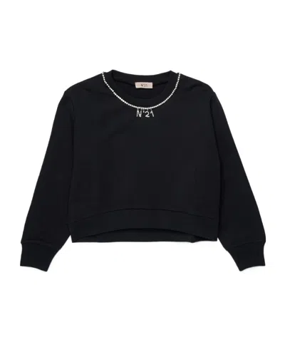 N°21 N21 Kids Logo Embellished Sweatshirt In Black