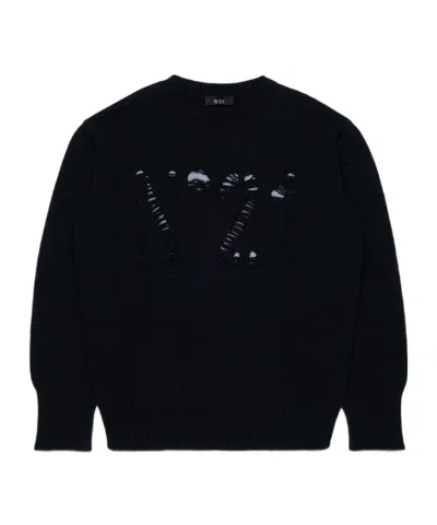 N°21 N21 Kids Logo Knit Knitted Sweater In Black