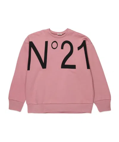 N°21 N21 Kids Logo Printed Crewneck Sweatshirt In Pink