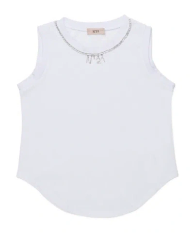 N°21 N21 Kids Logo-embellished Curved Hem Tank Top In Multi